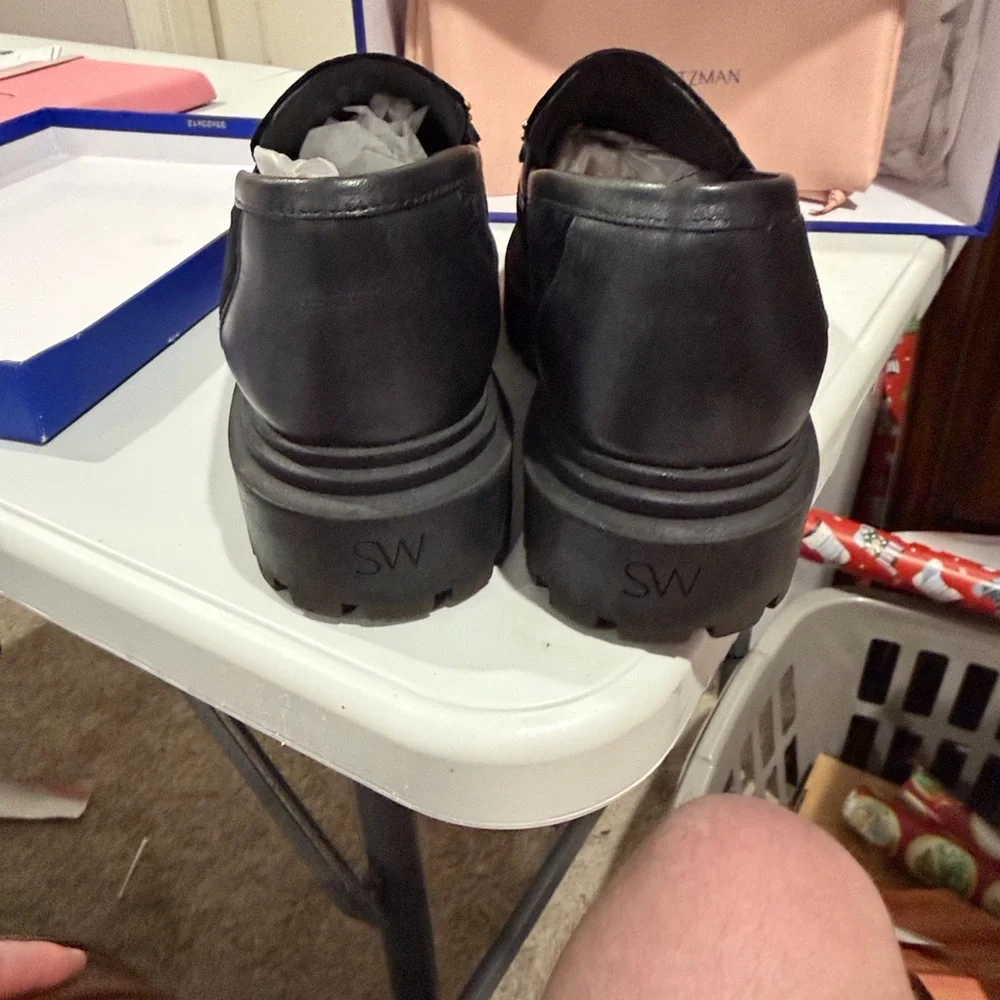 Stuart Weitzman Owen Buckle Ultra Black Velvet Loafers -Womens Size 41.5/10.5-11 - Picture 4 of 7